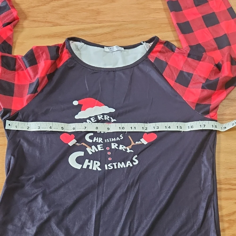 Ekouaer Christmas Pajamas Long Sleeve Matching Sets with Plaid Pants Medium